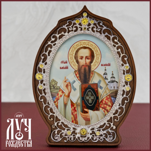 2.78.0923л Икона настольная латунная Святитель Василий Великий