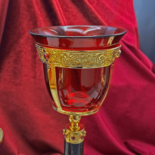 2.7.2664лпч-К Набор напрестольный - лампада и подсвечники в позолоте с акриловыми ножками фото 2