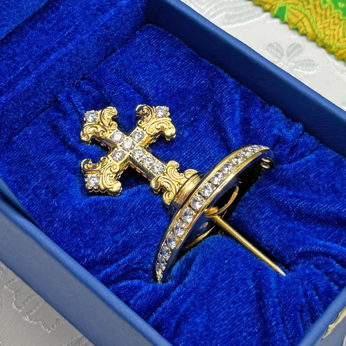 2.7.2617лп Крест на митру латунный в позолоте фото 2