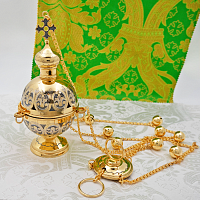 2.7.2961лпр Кадило латунное с патинированием в позолоте