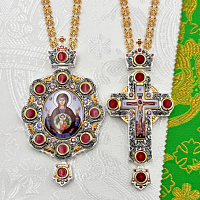 2.7.0987лфэ-2/41лп-К Архиерейский наперсный комплект в серебрении с фрагментальной позолотой