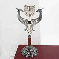 2.7.2065лр Лампада напрестольная в серебрении с патинированием