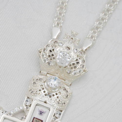 2.10.0178л-2/1л Крест наперсный латунный с белыми камнями в серебрении фото 5 2.10.0178л-2/1л Крест наперсный латунный с белыми камнями в серебрении фото 5