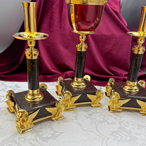 2.7.2664лпч-К Набор напрестольный - лампада и подсвечники в позолоте с акриловыми ножками фото 9