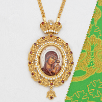 2.7.2955лп-18/1лп Панагия латунная с красными камнями в позолоте