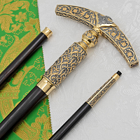 2.7.2002лпр Посох латунный с красными камнями и патинированием в позолоте