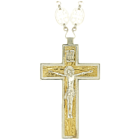 2.10.0175лф/69л Крест латунный с фрагментальной позолотой и цепью арт.2.7.0269л