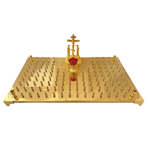 2.7.2979лпж Крышка панихидного стола стол на 120 свечей с литьевой голгофой и лампадой  фото 7