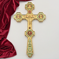 2.7.2445лпэ Напрестольный латунный крест с эмалью в позолоте