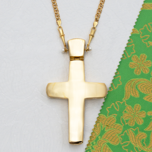 2.10.0540лнп/64лп Наперсный крест латунный со вставками в позолоте фото 3