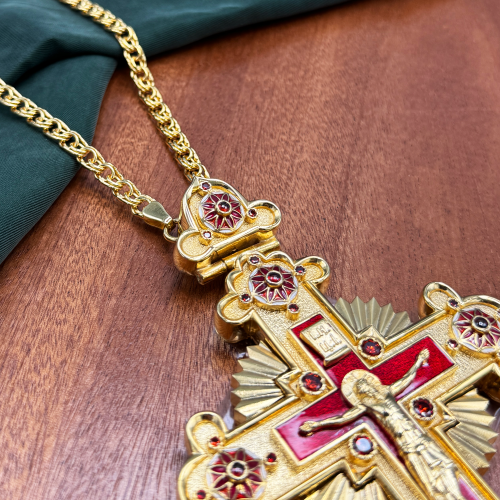 2.10.0618лпэ/1лп Крест наперсный в позолоте с эмалью фото 5