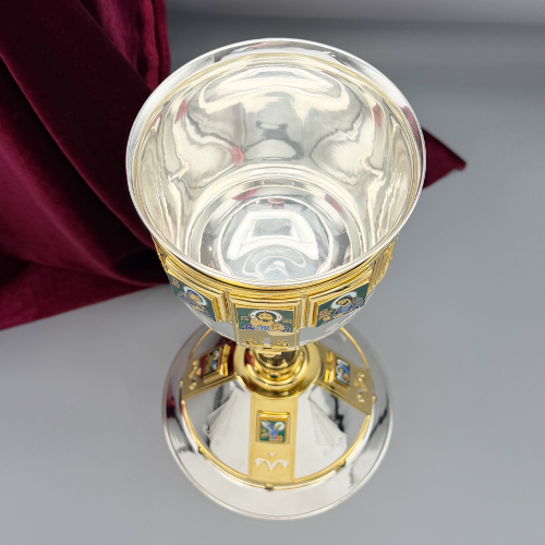 2.7.2442клфчэ Потир комбинированый с фрагментарной позолотой и вставками фото 2