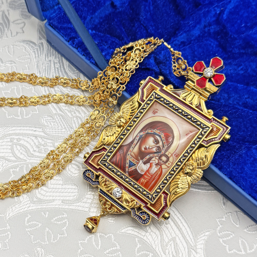 2.7.2708лп-18/155лп-М Панагия латунная с красными камнями в позолоте фото 2 2.7.2708лп-18/155лп-М Панагия латунная с красными камнями в позолоте фото 2