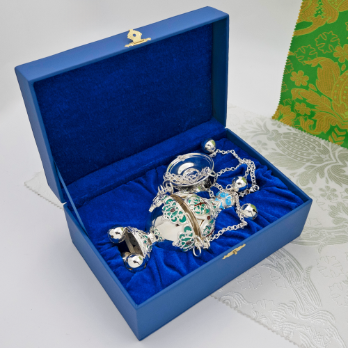 2.7.1151лэ Кадило латунное с эмалью в серебрении фото 8