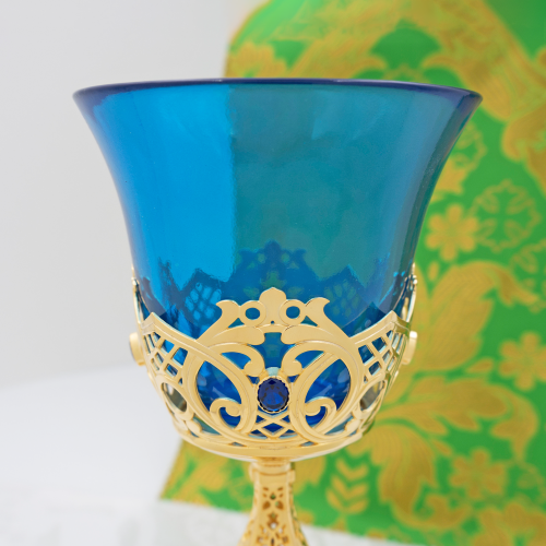 2.7.2669лп-К Напрестольный комплект латунный с синими камнями в позолоте фото 10 2.7.2669лп-К Напрестольный комплект латунный с синими камнями в позолоте фото 10