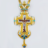 2.10.0295лф-2/1л Крест латунный с фрагментальной позолотой, принтом и цепью арт.2.7.0201л