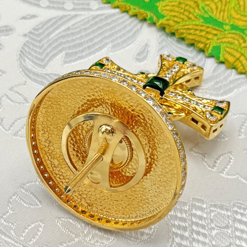 2.7.2689лп Крест на митру латунный в позолоте со вставками фото 2