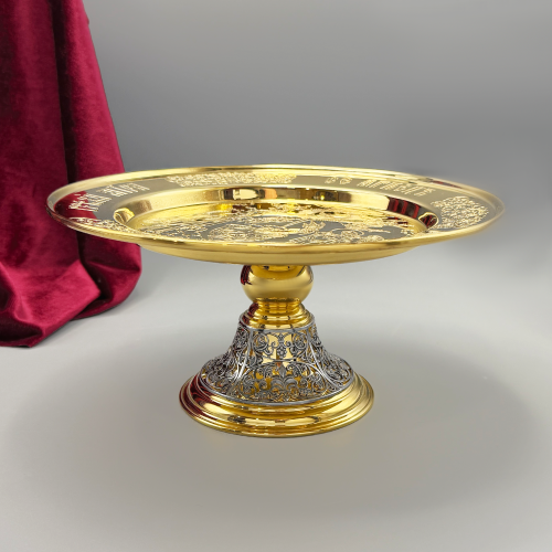 2.7.2792лпр Дискос латунный с патинированием в позолоте фото 2 2.7.2792лпр Дискос латунный с патинированием в позолоте фото 2