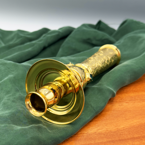 2.7.0763лп Подсвечник латунный в позолоте ручной со вставками и с травлением фото 3