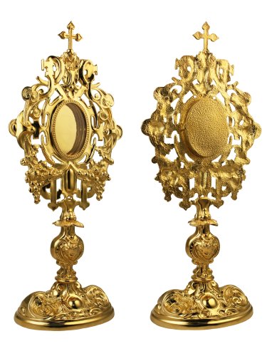 2.7.1889лп Мощевик латунный на ножке в позолоте фото 2 2.7.1889лп Мощевик латунный на ножке в позолоте фото 2