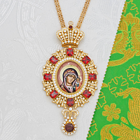 2.7.2966лп-2/63лп Панагия латунная с красными камнями в позолоте