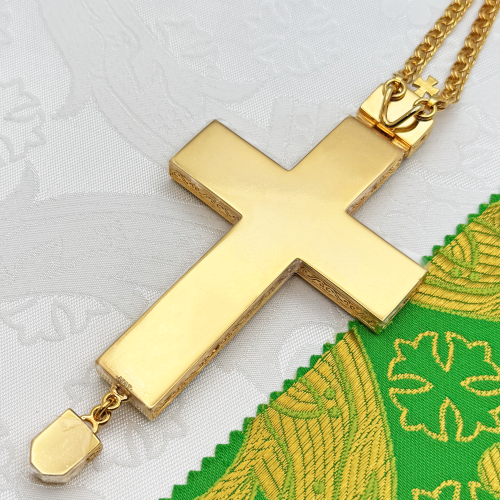 2.10.0541лпэ-2/1лп Крест наперсный латунный с эмалью в позолоте фото 2