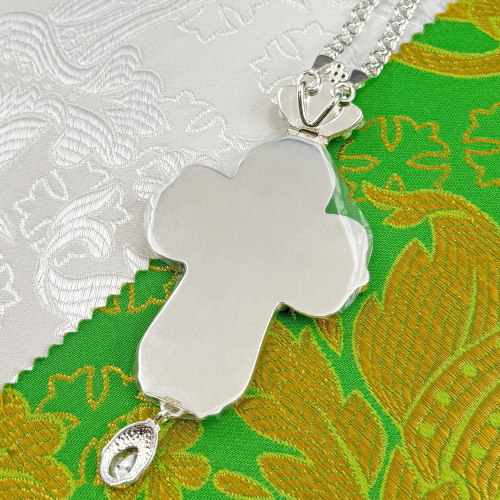 2.10.0285л-2/1л Крест наперсный в серебрении с цепью фото 2