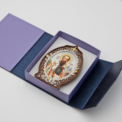 2.78.0923л Икона настольная латунная Святитель Василий Великий фото 5