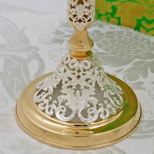 2.7.1602лф Подсвечник латунный с фрагментарной позолотой фото 4