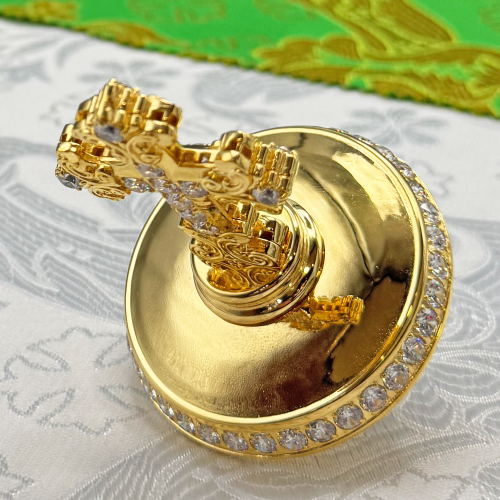 2.7.2617лп Крест на митру латунный в позолоте фото 5