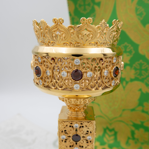 2.7.0694лп-К Напрестольный комплект с красными камнями в позолоте фото 4