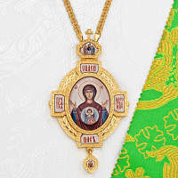 2.7.1590лп-2/1лп Панагия латунная с цепью в позолоте