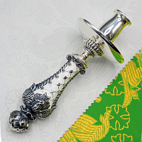 2.7.2684лрэ Подсвечник ручной латунный с эмалью в серебрении