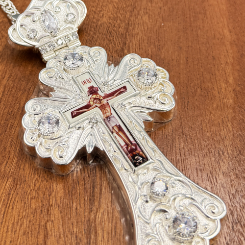 2.10.0564л-2/1л Наперсный крест в серебрении фото 4 2.10.0564л-2/1л Наперсный крест в серебрении фото 4