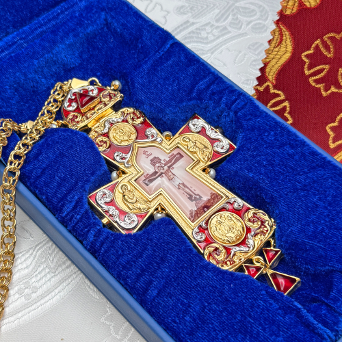 2.10.0542лнпэ-2/113лп Крест наперсный с натуральными камнями фото 2