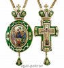 2.7.1644лпэ-2/1лп-К Архиерейский наперсный комплект (Святая Троица с зелеными камнями с зеленой эмалью)