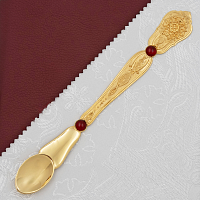 2.7.0176лп Лжица латунная в позолоте с красными камнями