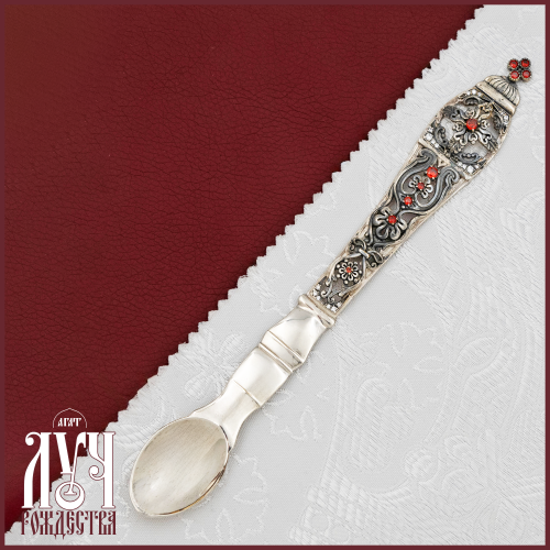 2.7.0712лр Лжица латунная с патинированием и со вставками