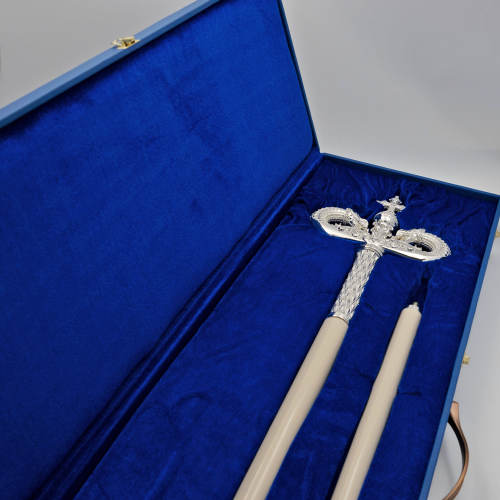 2.7.2833л Жезл латунный с белыми камнями в серебрении фото 3