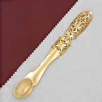 2.7.1516лп Лжица латунная в позолоте с красными камнями