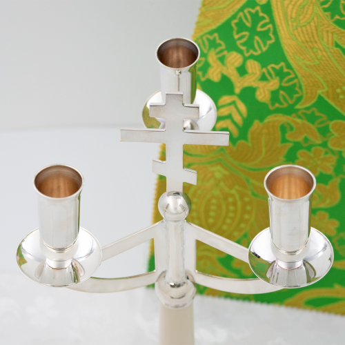 2.7.2074л-К Трикирий дикирий латунный в серебрении фото 5