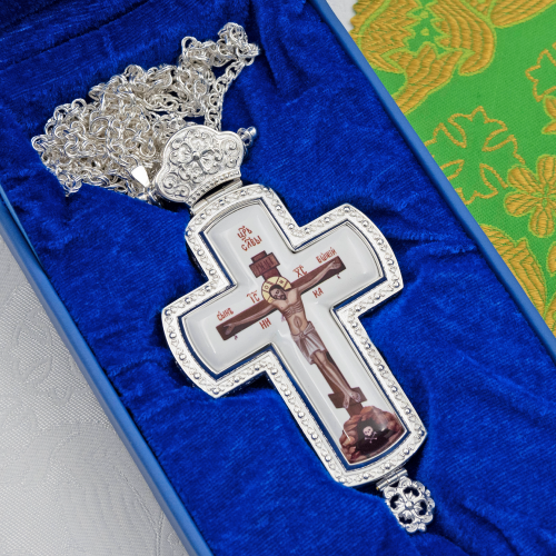 2.10.0692л-2/1л Крест наперсный в серебрении фото 2