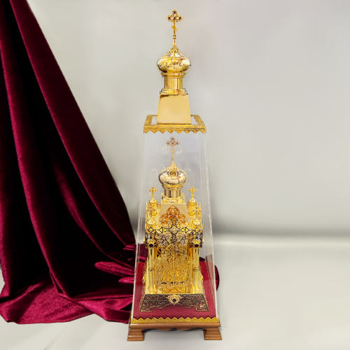 2.7.1515лп-К 2.7.1515лп-К Дарохранительница латунная с красными камнями в позолоте купить