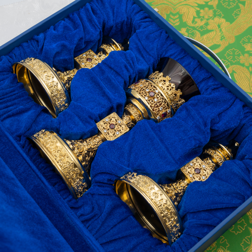 2.7.0694лп-К Напрестольный комплект с красными камнями в позолоте фото 11