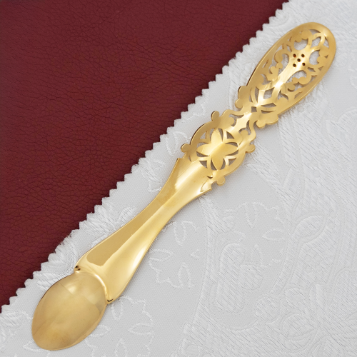 2.7.1516лп Лжица латунная в позолоте с красными камнями фото 4 2.7.1516лп Лжица латунная в позолоте с красными камнями фото 4