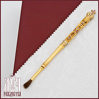 2.7.0622лп Стрючица латунная с фолетовыми камнями и доп.кисточками в позолоте