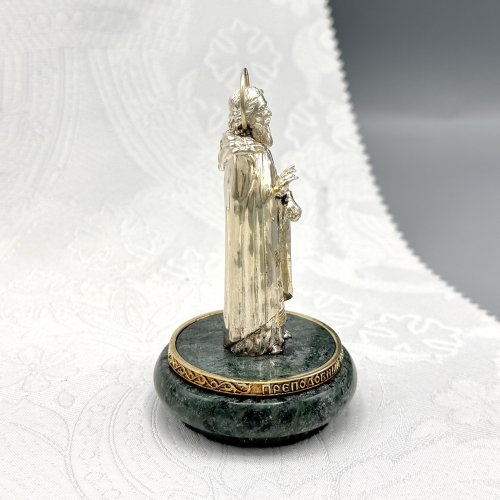 2.13.0063лп Настольная скульптура Сергий Радонежский латунная на подставке из мрамора фото 7