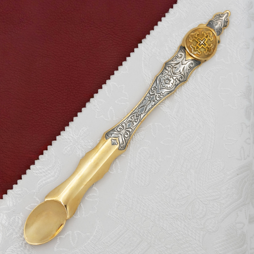 2.7.1434лпр Лжица латунная с патинированием в позолоте фото 10