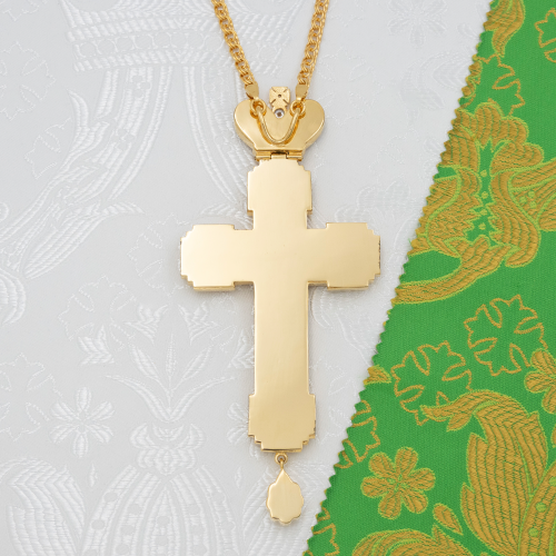 2.10.0687лп/1лп Крест наперсный латунный с вставками в позолоте фото 3