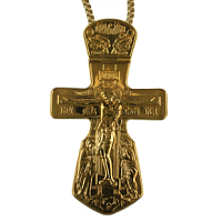 2.10.0022лп/1лп Крест наперсный Голгофа в позолоте с цепью